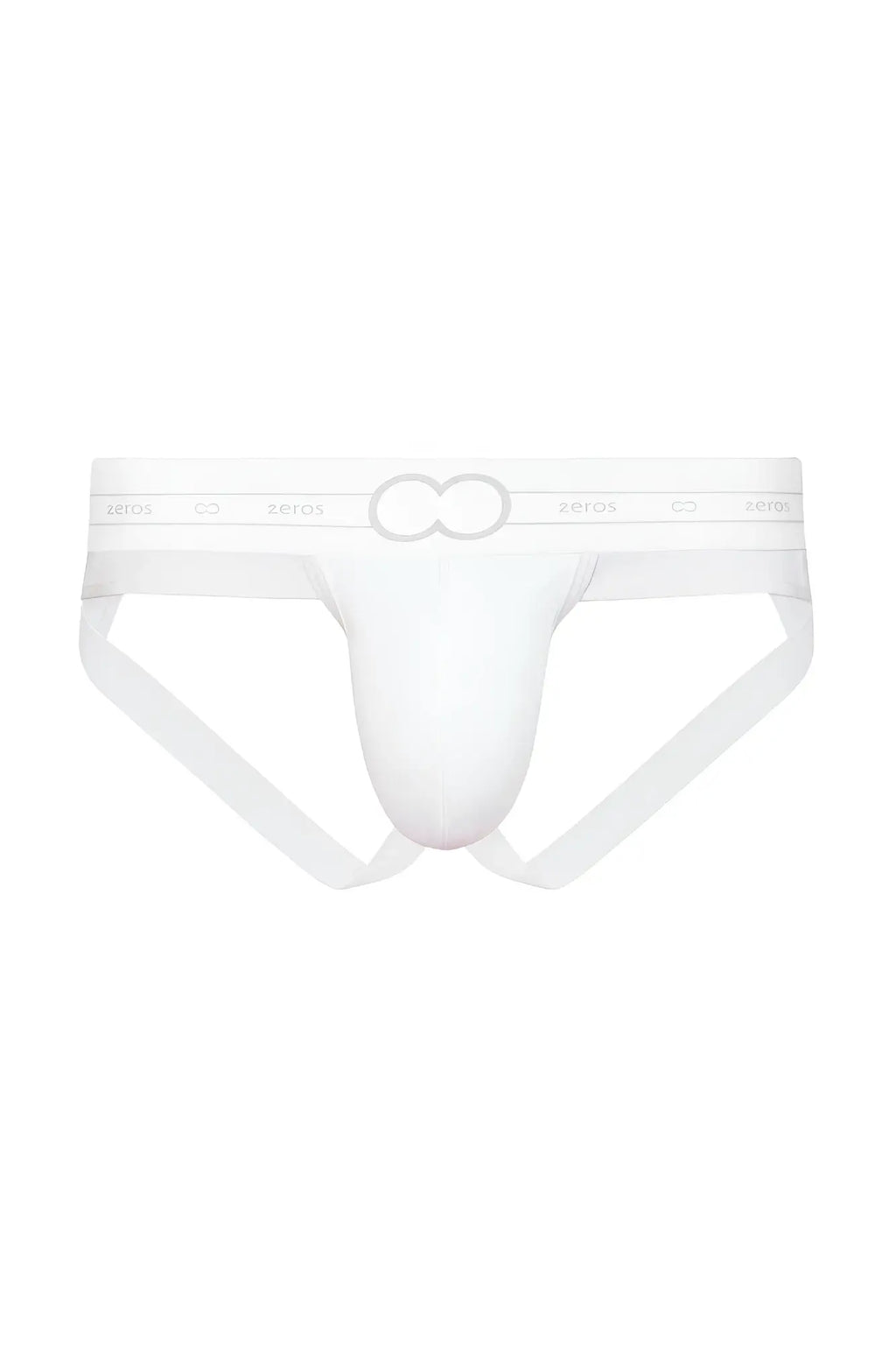 White 2eros aktiv pegasus jockstrap underwear with a subtle gray logo on the waistband