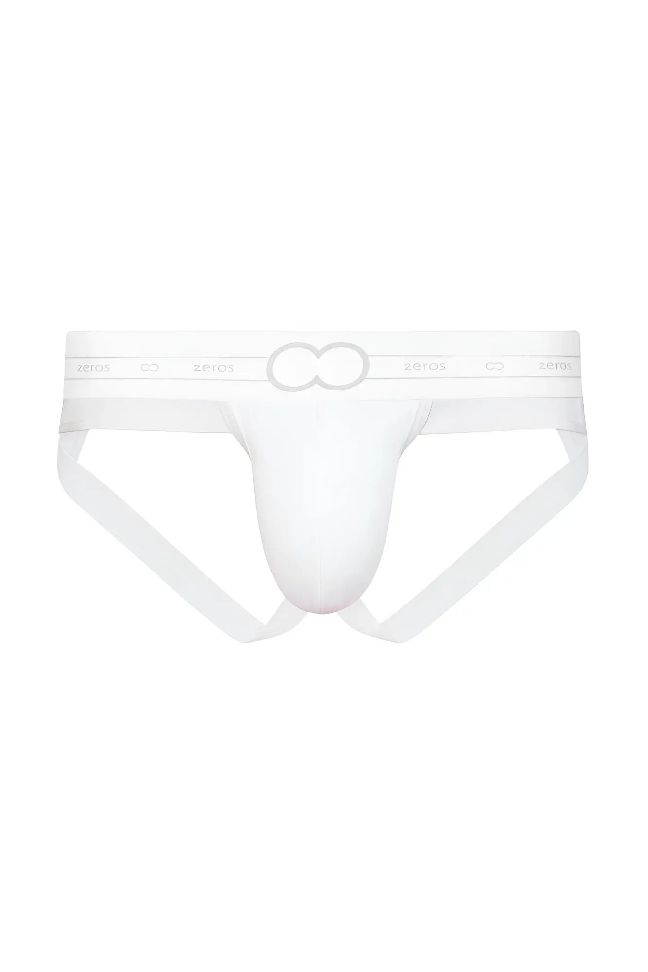 White 2eros aktiv pegasus jockstrap underwear with a subtle gray logo on the waistband