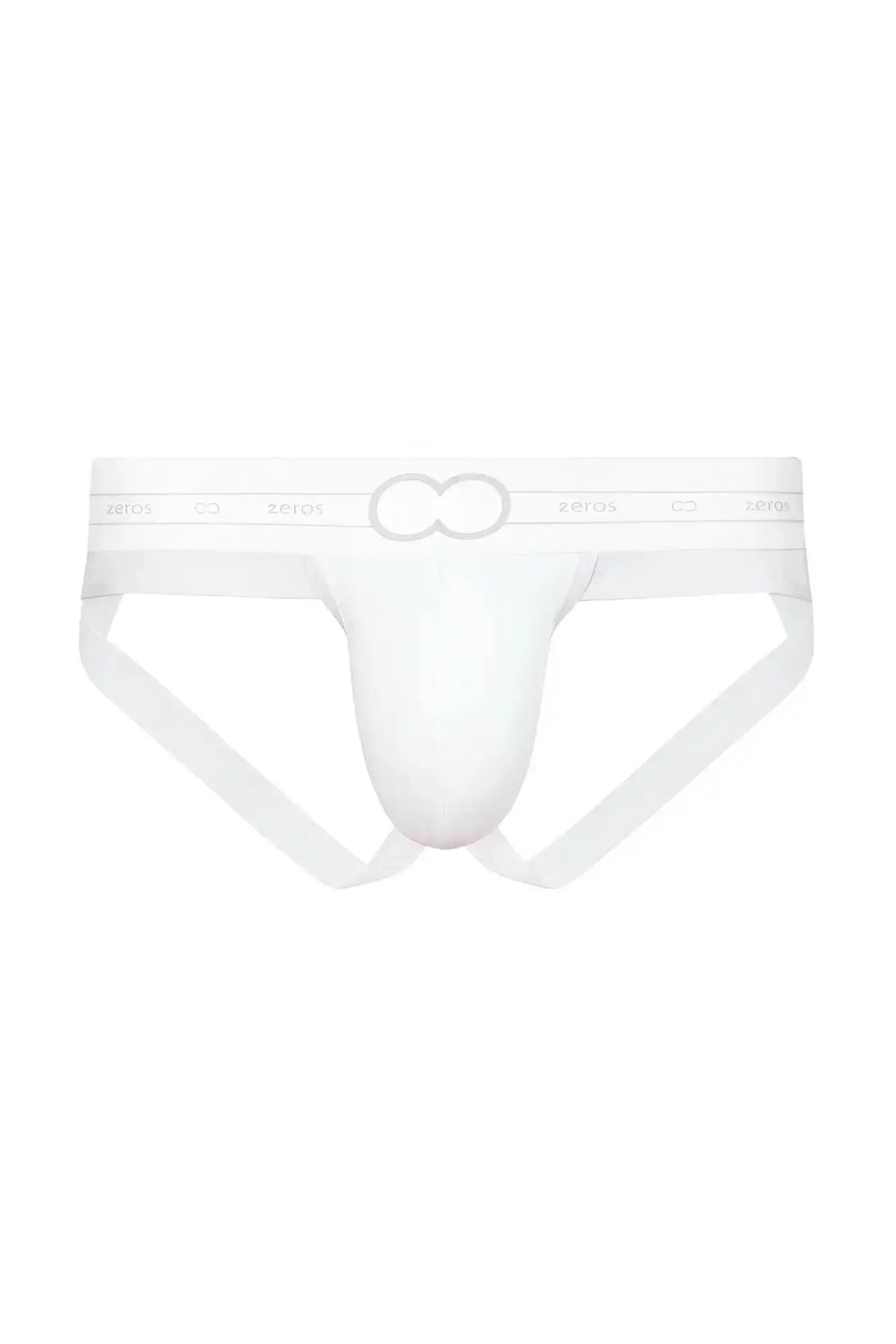 White 2eros aktiv pegasus jockstrap underwear with a subtle gray logo on the waistband