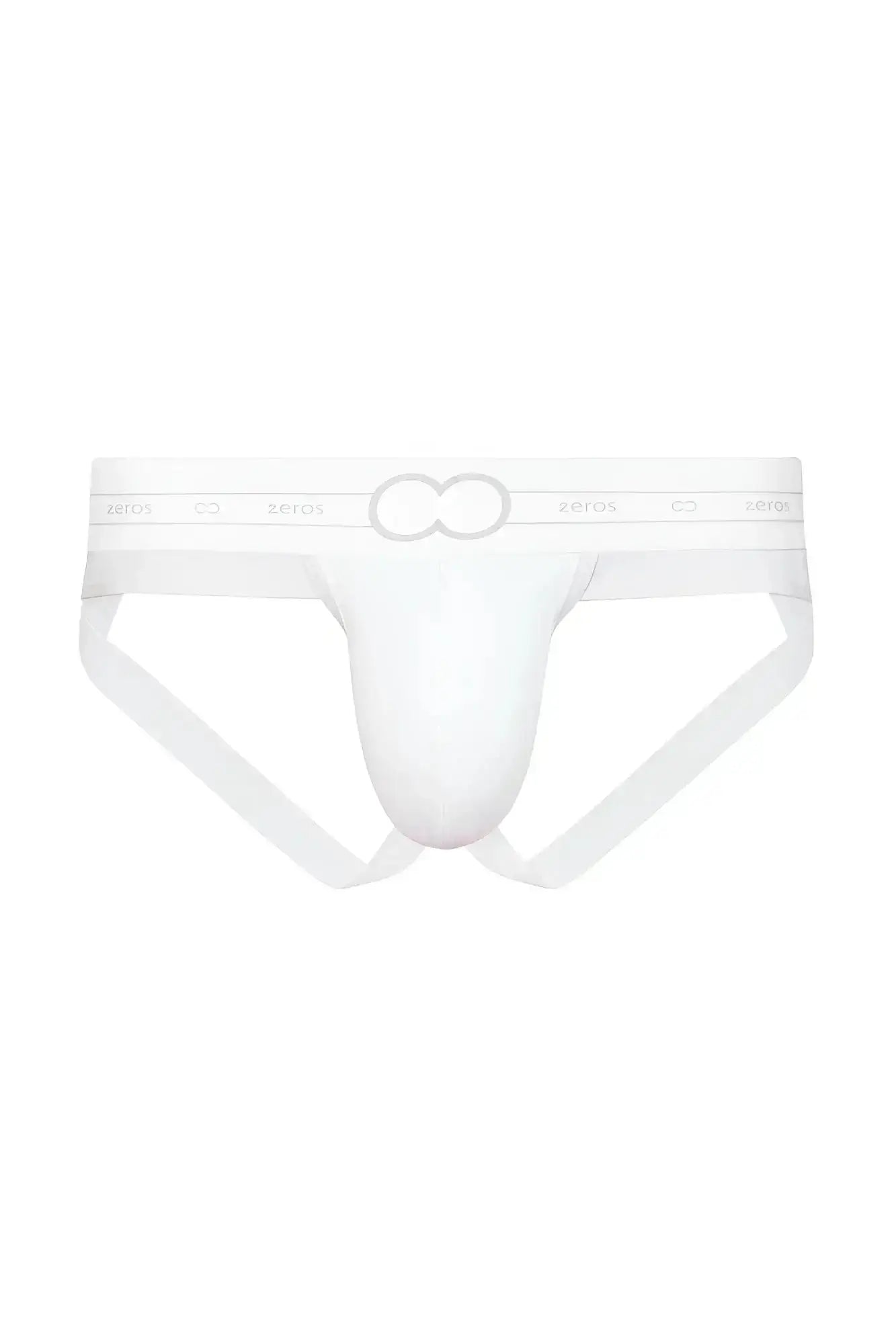 White 2eros aktiv pegasus jockstrap underwear with a subtle gray logo on the waistband