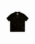 Black short-sleeved 2EROS Amalfi shirt with perforated knit pattern in carbon black for breathable comfort