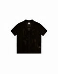 Black short-sleeved 2EROS Amalfi shirt with perforated knit pattern in carbon black for breathable comfort