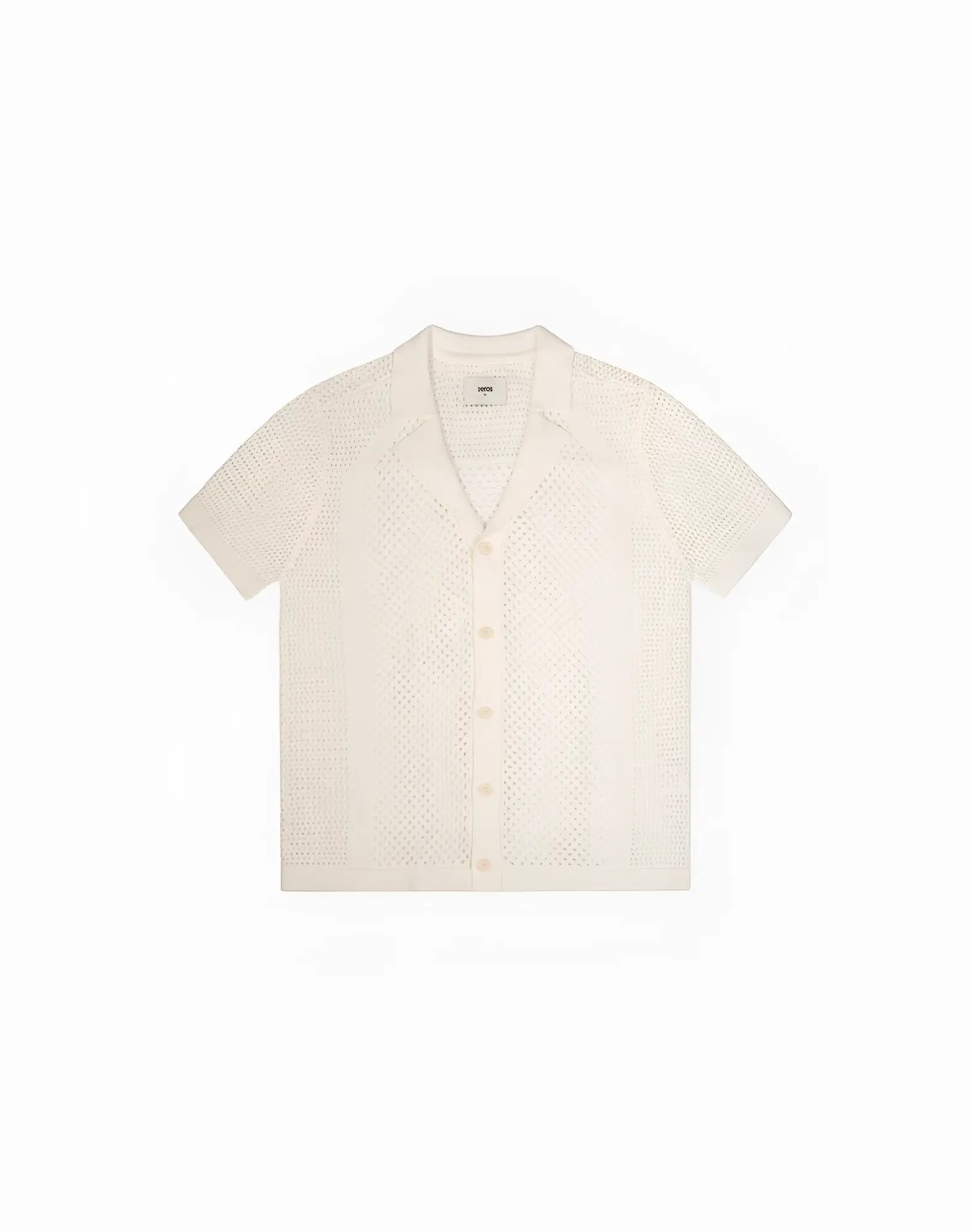 Cream-colored 2eros amalfi shirt white short-sleeved button-up with delicate textured knit pattern