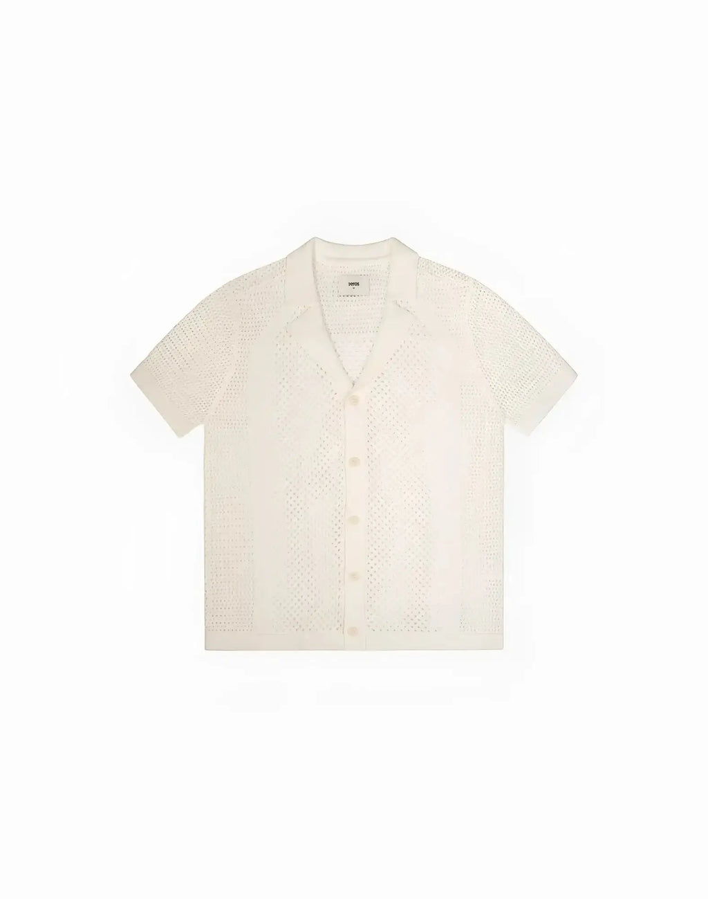 Cream-colored 2eros amalfi shirt white short-sleeved button-up with delicate textured knit pattern