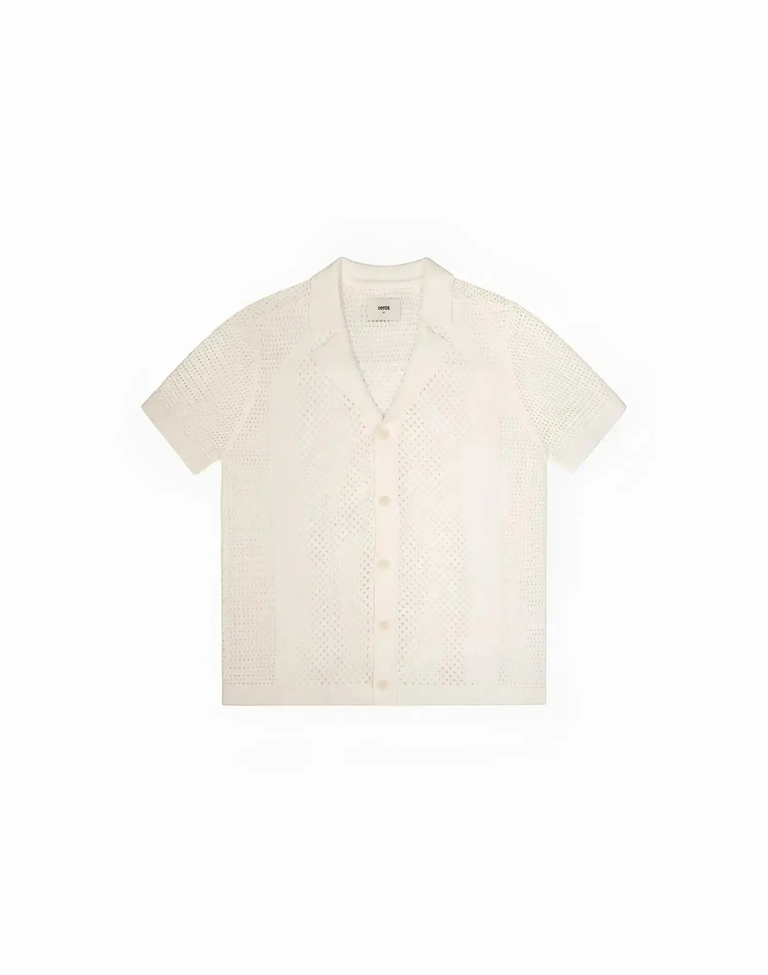 Cream-colored 2eros amalfi shirt white short-sleeved button-up with delicate textured knit pattern