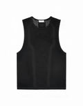 2eros amalfi singlet black sleeveless mesh knit top with subtle textured pattern and ribbed hem