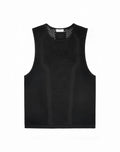 2eros amalfi singlet black sleeveless mesh knit top with subtle textured pattern and ribbed hem
