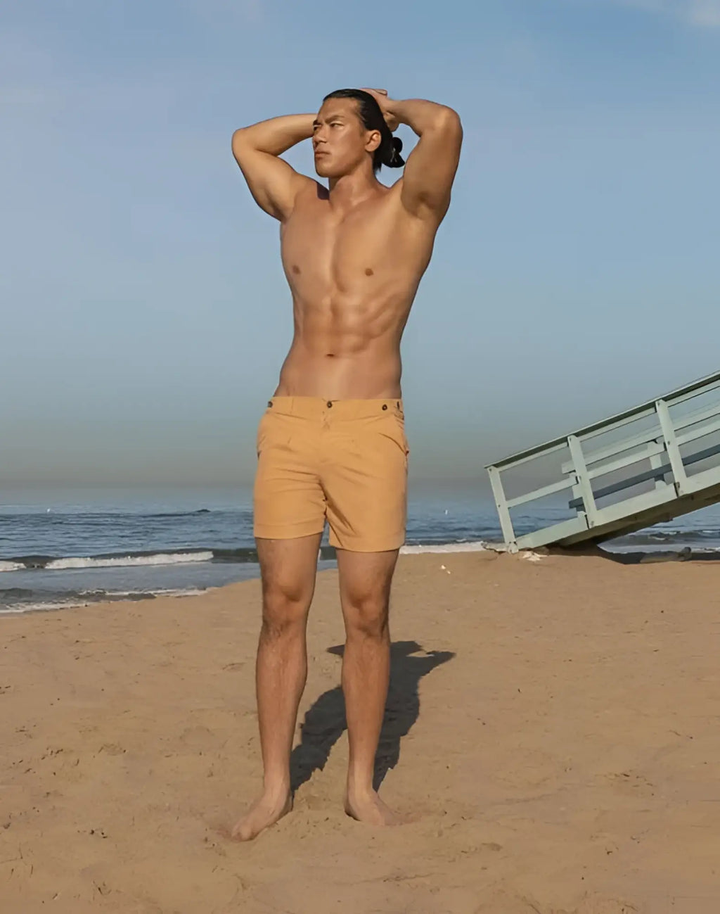 2eros avalon beige tan shorts with button closure and belt loops for casual wear