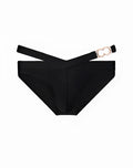 Black 2EROS BLK Label No.3 swim brief with a sleek minimalist design and rose gold double-ring buckle on the side