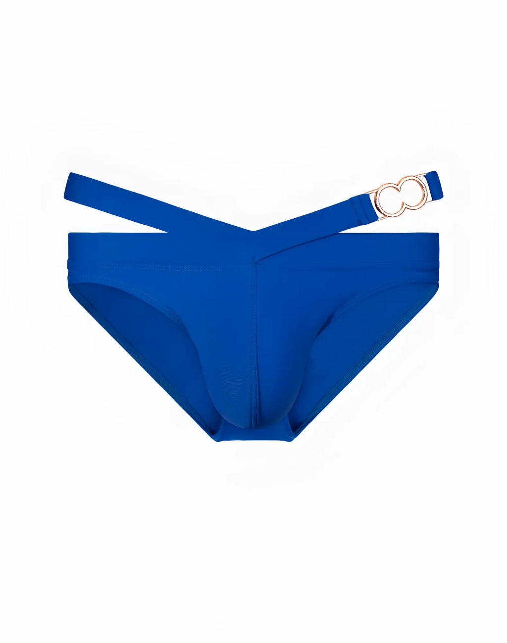 Royal blue 2EROS blk label no.3 swim brief with sleek form-fitting design and metallic double-ring buckle on the side