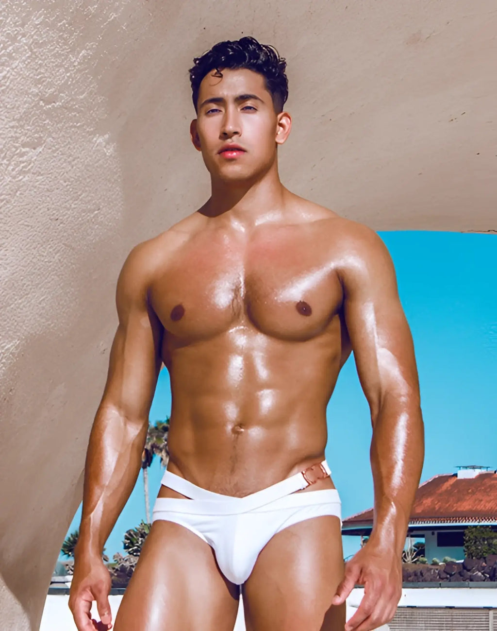 White 2eros blk label no3 swim brief with double-strap waist design on athletic swim briefs