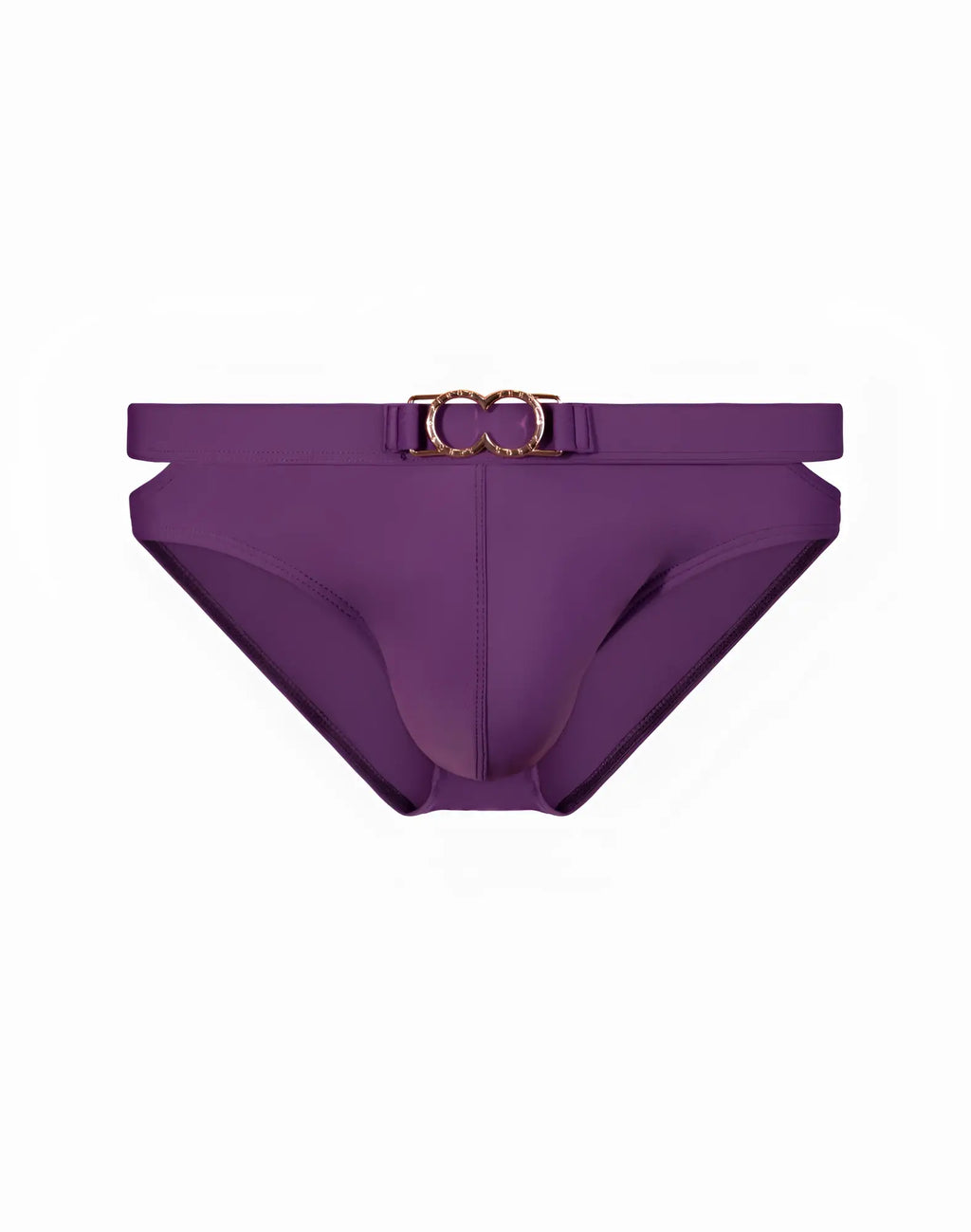Purple 2eros blk label no4 swim brief with gold tone double ring belt buckle for men beachwear