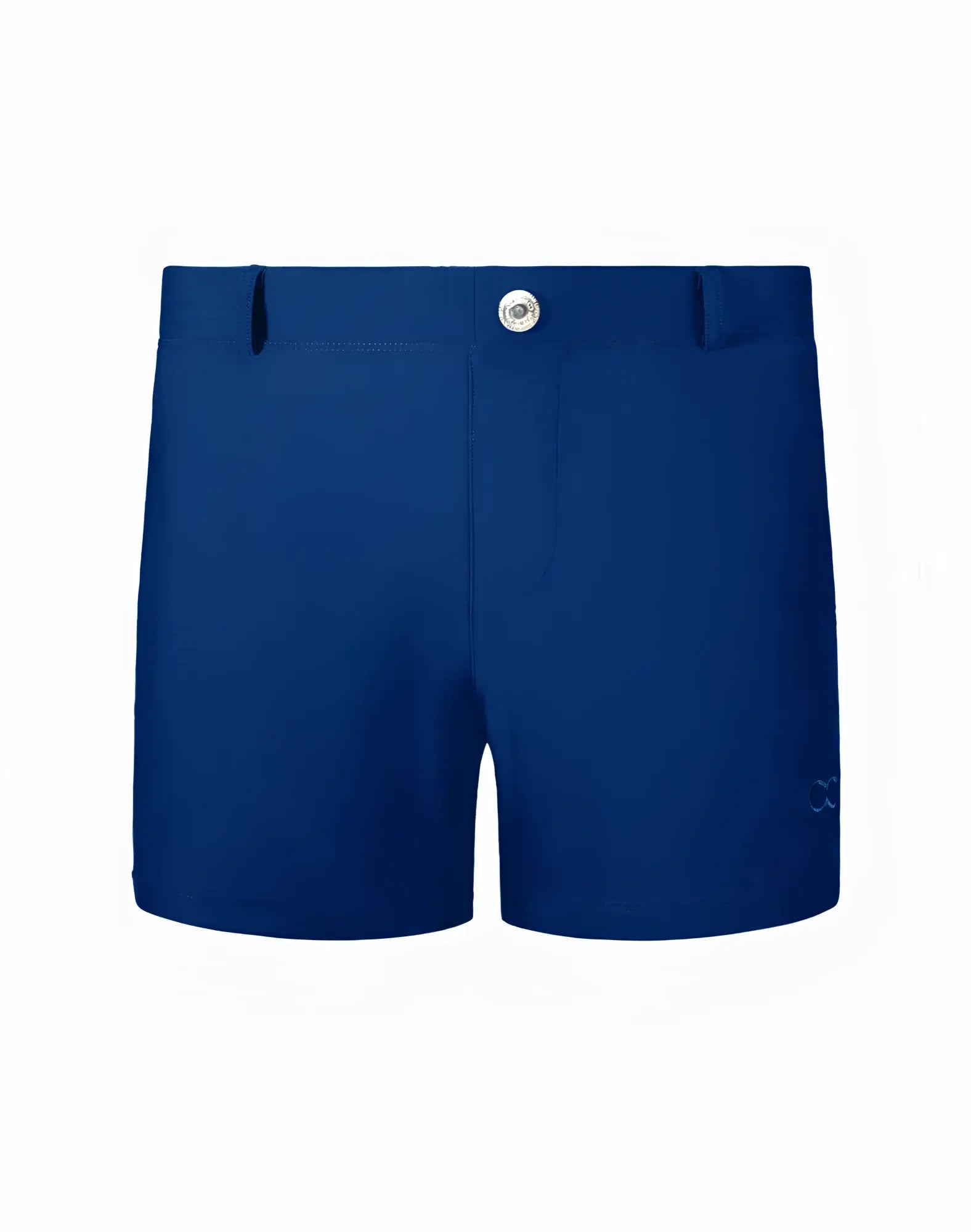 Royal blue 2EROS Bondi shorts with sleek tailored design and silver button closure for stylish comfort