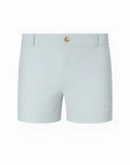 Light blue 2EROS Bondi shorts with copper-toned button and subtle white logo on lower right leg alloy series 3