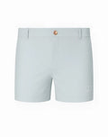 Light blue 2EROS Bondi shorts with copper-toned button and subtle white logo on lower right leg alloy series 3