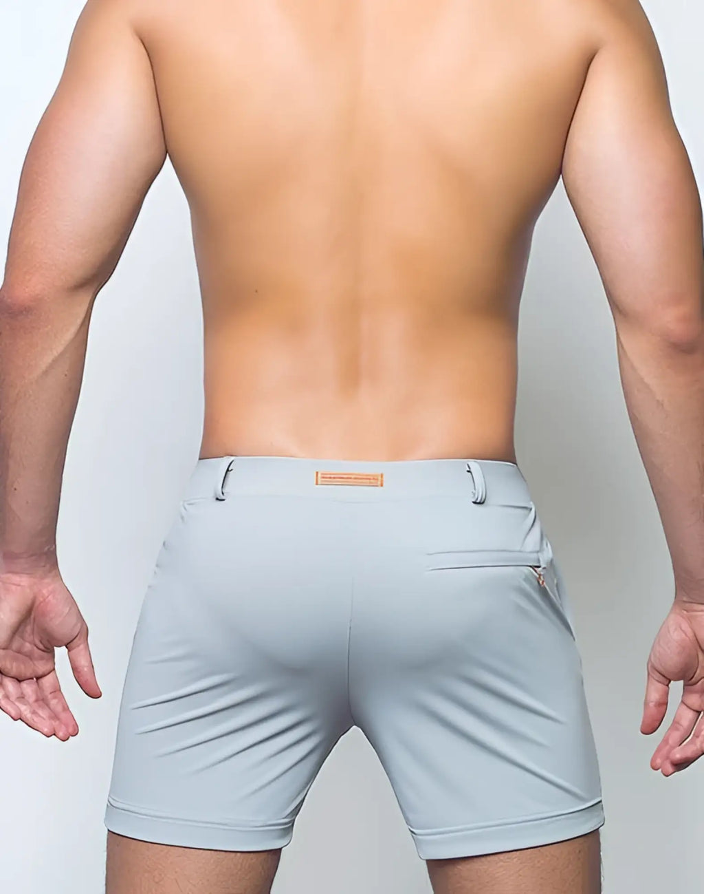 2eros bondi shorts series 3 in alloy featuring light gray sleek-fitting fabric with subtle texture and clean stitching