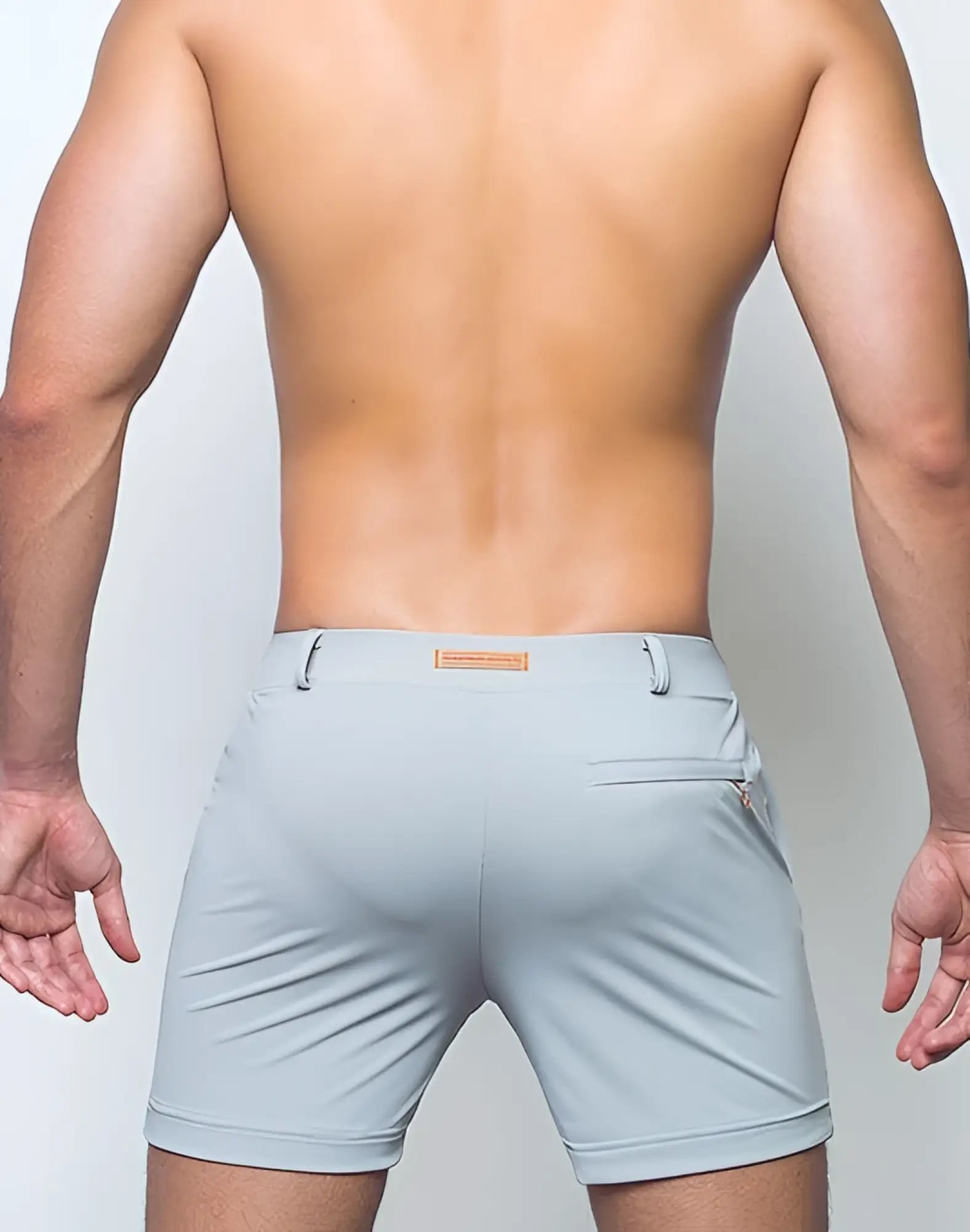 2eros bondi shorts series 3 in alloy featuring light gray sleek-fitting fabric with subtle texture and clean stitching
