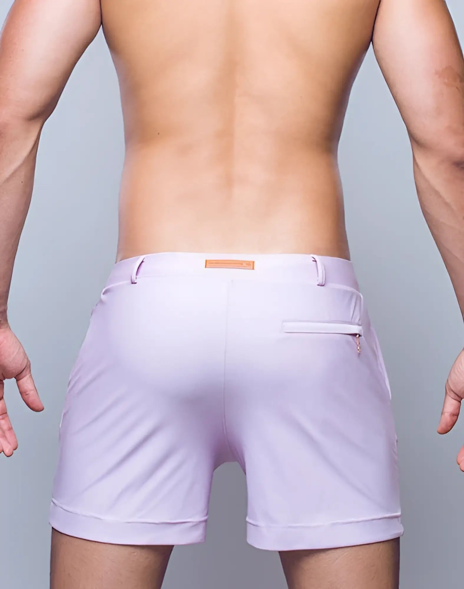 2EROS Bondi Shorts Series 3 pastel pink light purple athletic shorts with subtle texture and rolled cuffs