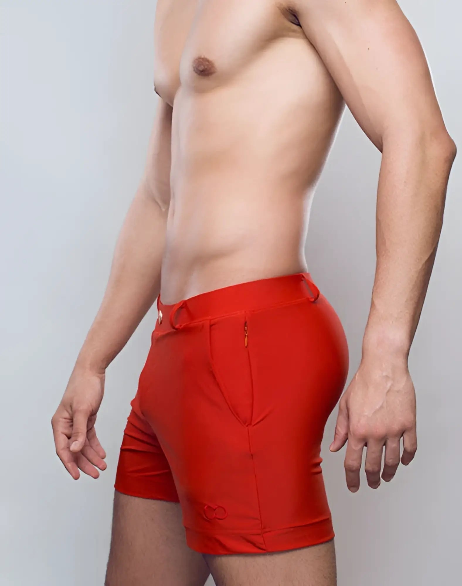 2eros bondi shorts series 3 rust red athletic shorts with drawstring waistband side pockets and subtle logo