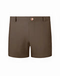 Brown 2eros bondi shorts series 3 shitake with rose gold button and subtle side brand logo