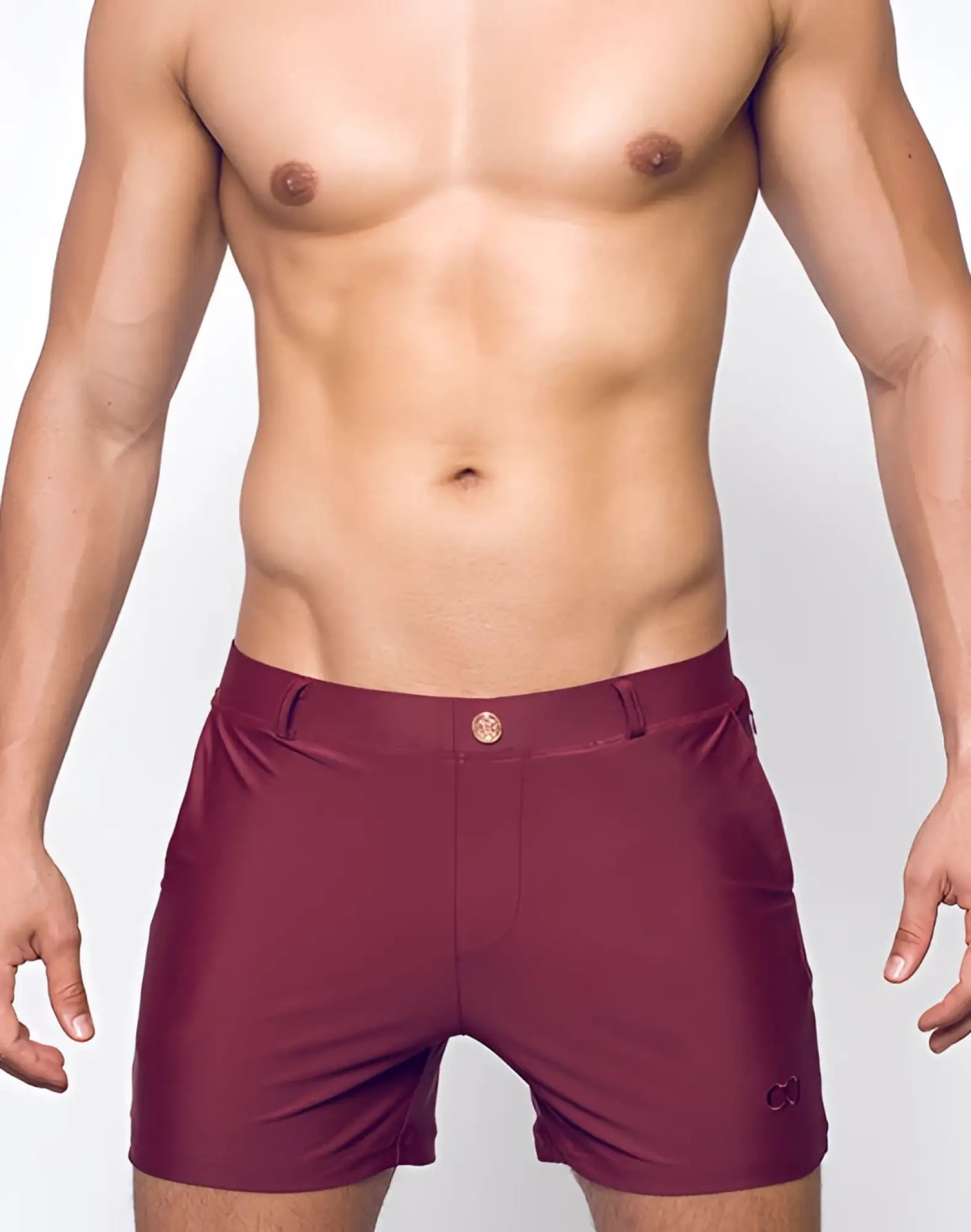 Maroon 2eros bondi shorts series 3 tawny port with sleek form-fitting design and subtle logo on lower right leg