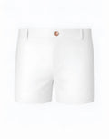 2eros bondi shorts series 3 white cotton shorts with rose gold button and subtle embroidered logo on the side