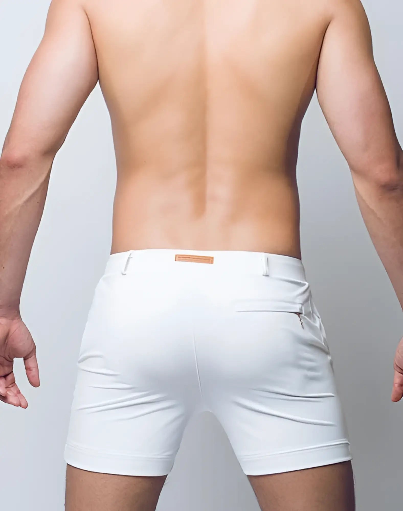 White 2eros bondi shorts series 3 with a sleek modern design and subtle stitching details