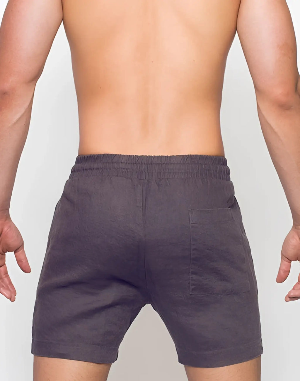 Dark gray 2eros breezy linen shorts with relaxed fit and elastic waistband for comfortable casual wear