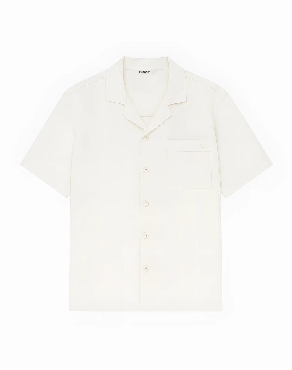 2eros breezy linen short sleeve classic shirt in beige with a crisp white short-sleeved button-up design and subtle stitching