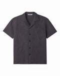 Dark gray 2eros breezy linen short sleeve classic shirt with collar and chest pocket in a button-up style