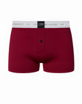 Maroon cotton 2EROS BX20 core boxer shorts with white elastic lifestyle and zero co2 aerosol branded waistband