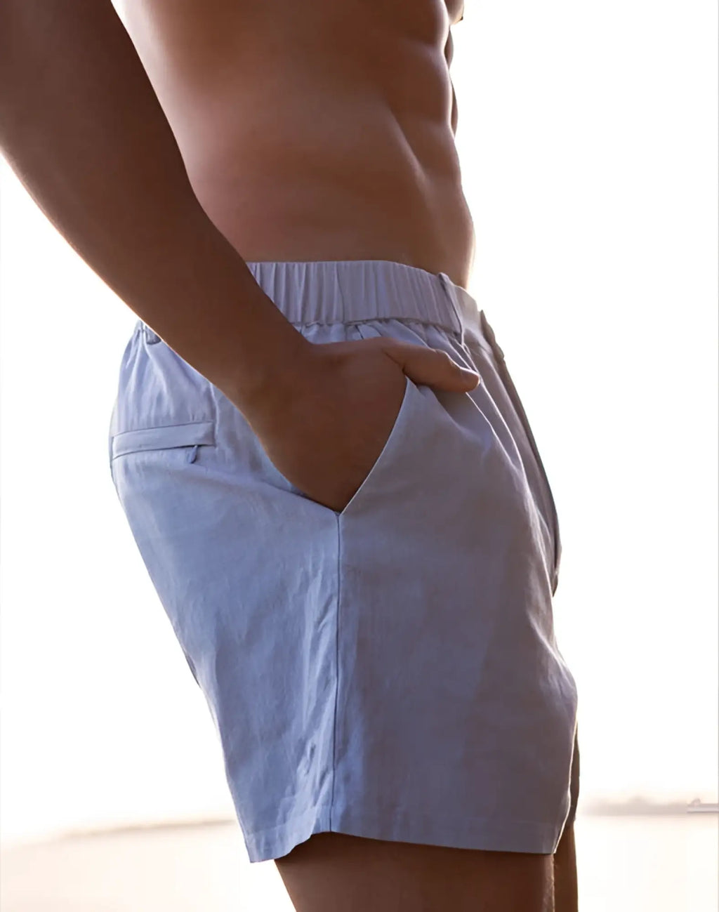 2eros capri shorts in light blue breathable cotton with relaxed fit and elastic waistband for comfort