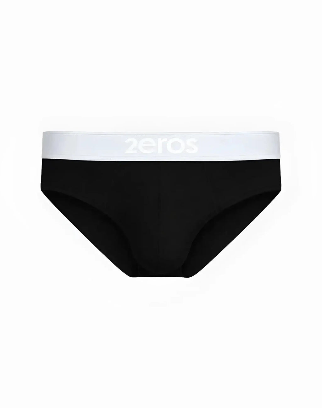 Black 2eros classic brief underwear with white waistband and zeros logo made from soft breathable fabric