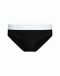 Black 2eros classic brief underwear with white waistband and zeros logo made from soft breathable fabric
