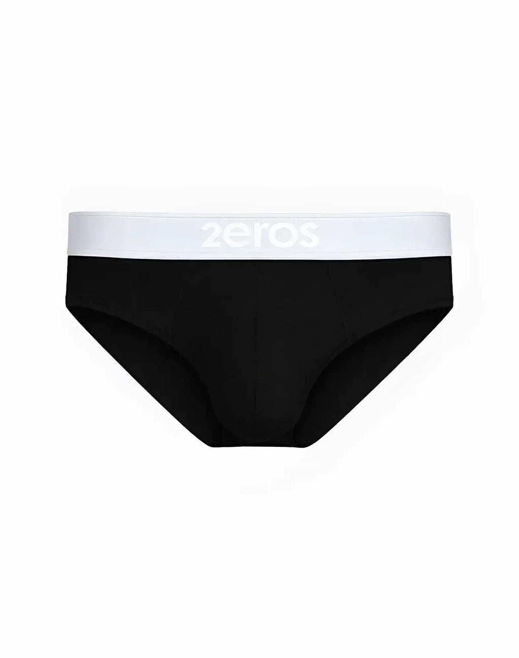 Black 2eros classic brief underwear with white waistband and zeros logo made from soft breathable fabric