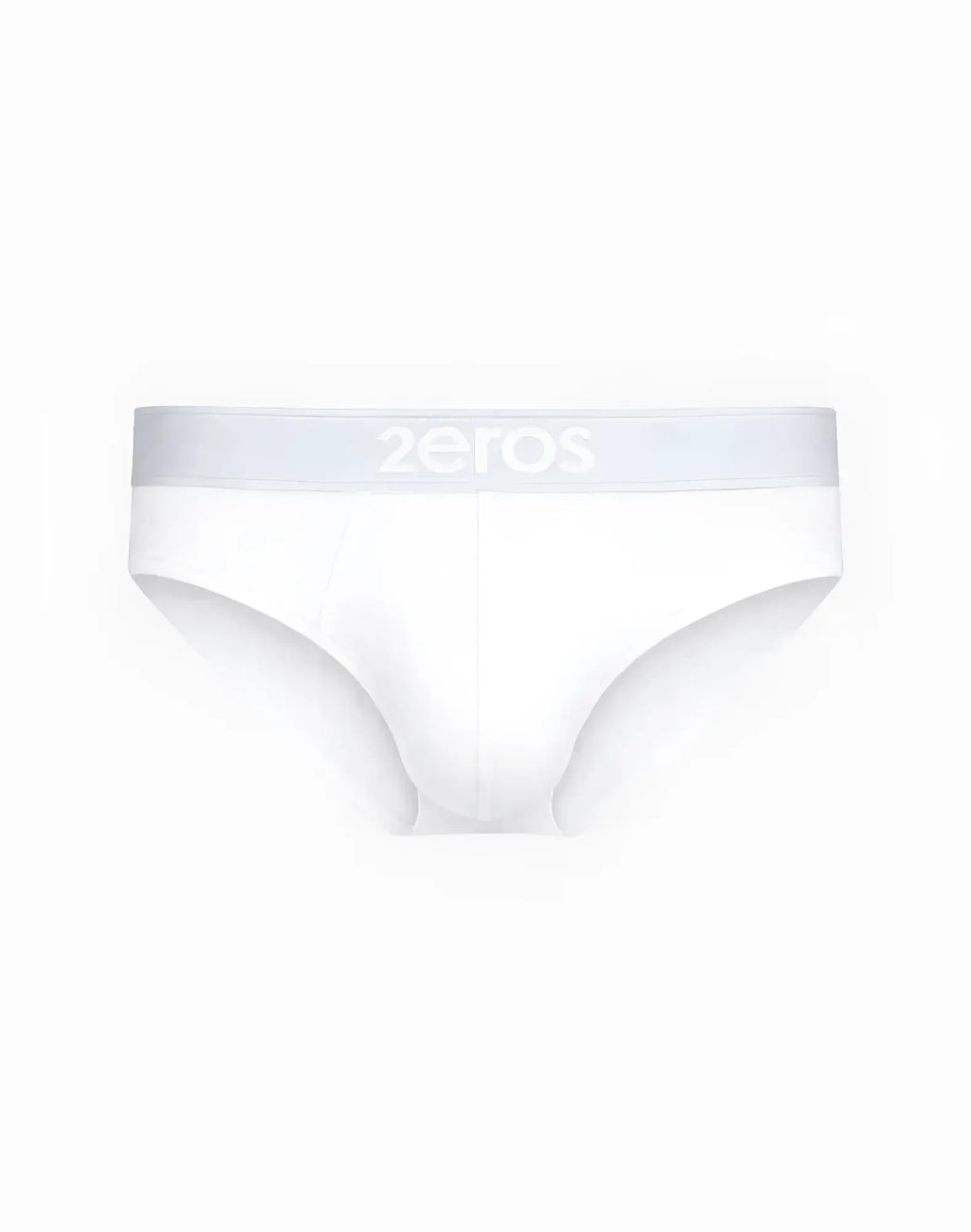 White cotton 2eros classic brief underwear with light gray waistband featuring zeros logo in subtle white lettering