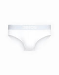White cotton 2eros classic brief underwear with light gray waistband featuring zeros logo in subtle white lettering