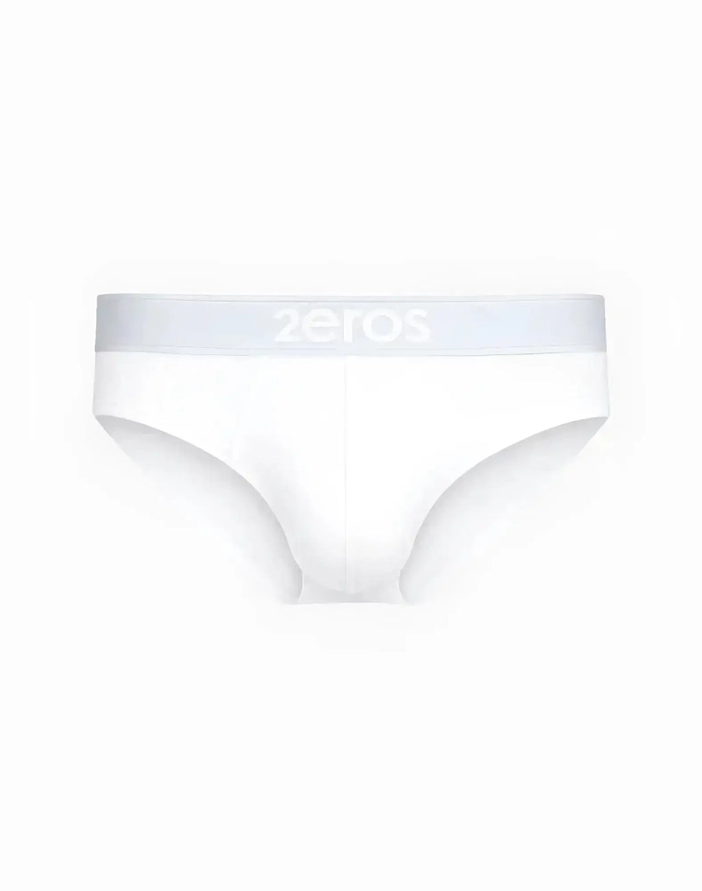 White cotton 2eros classic brief underwear with light gray waistband featuring zeros logo in subtle white lettering