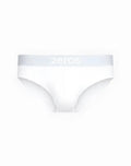 White cotton 2eros classic brief underwear with light gray waistband featuring zeros logo in subtle white lettering