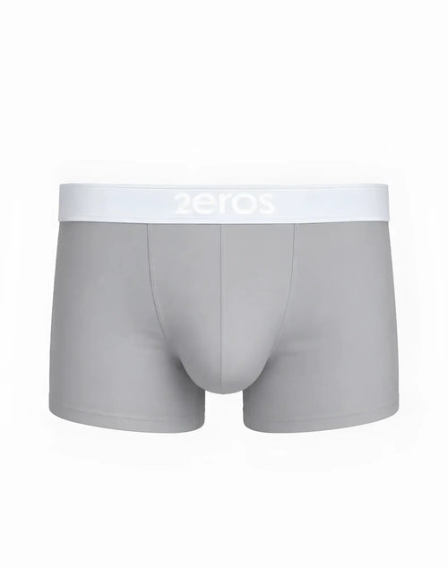 Gray 2eros classic trunk underwear featuring a white elastic waistband with zeros brand logo