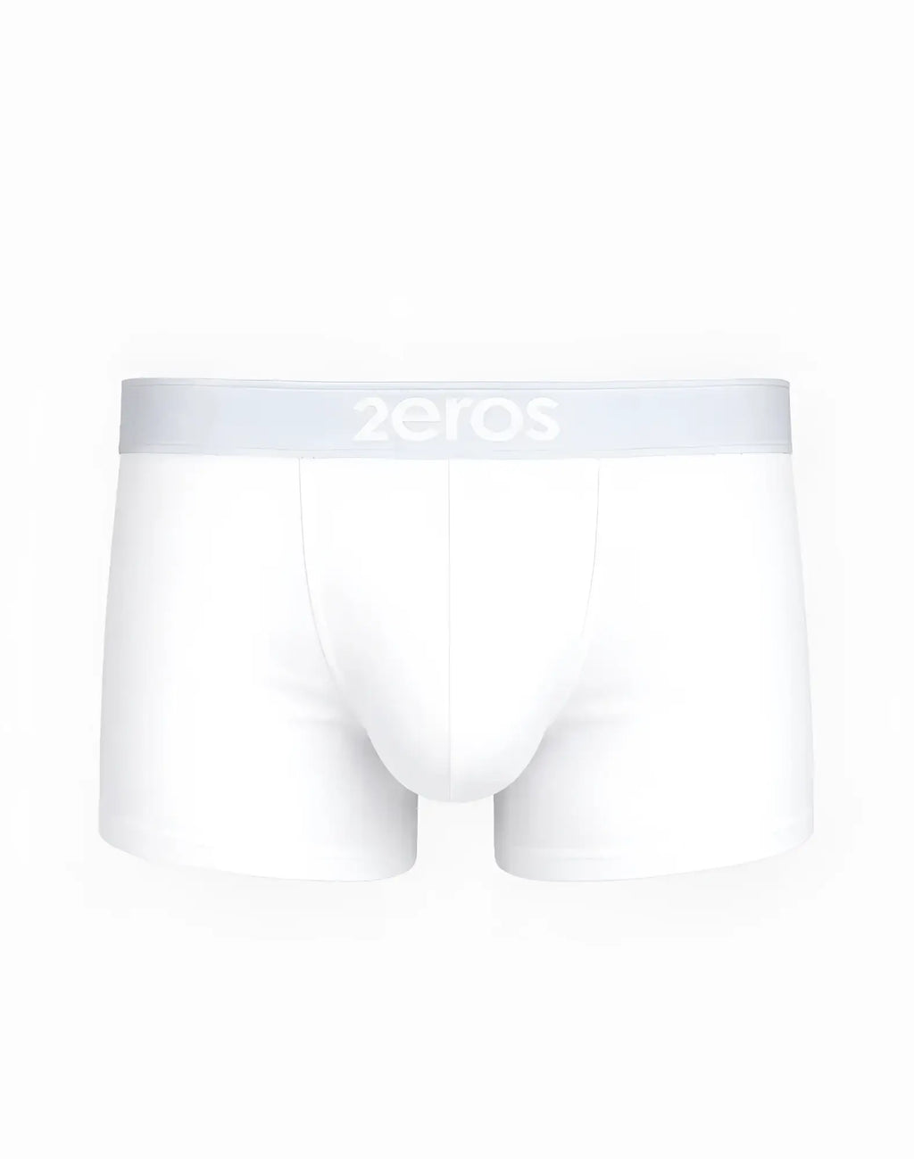 2eros classic trunk underwear in white with a light gray waistband featuring subtle zeros branding for men