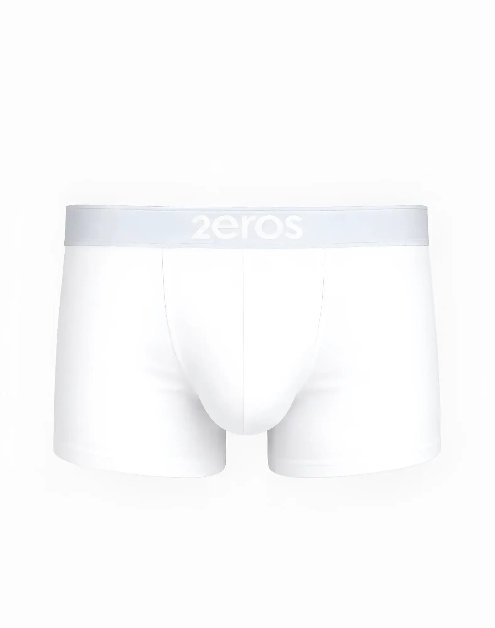 2eros classic trunk underwear in white with a light gray waistband featuring subtle zeros branding for men