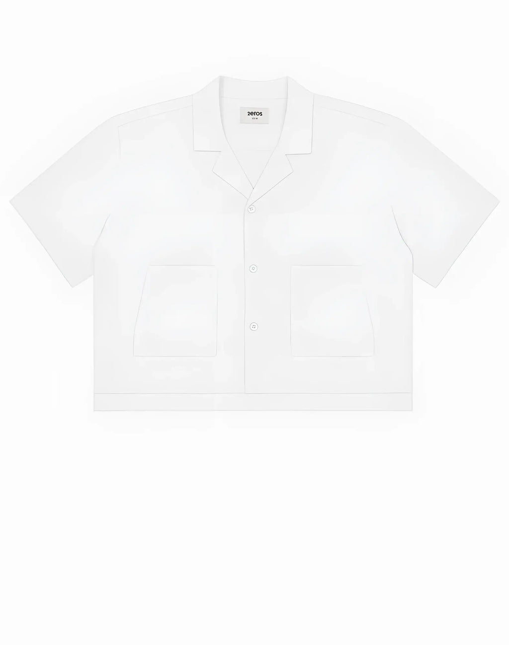 White 2EROS cropped linen shirt with short sleeves classic collar and minimalist button-up design