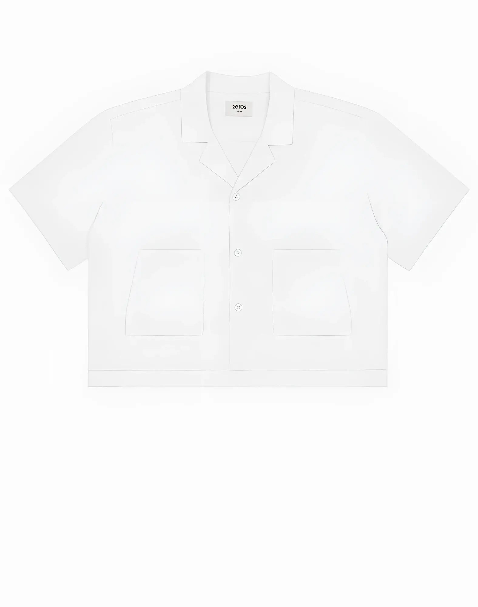 White 2EROS cropped linen shirt with short sleeves classic collar and minimalist button-up design