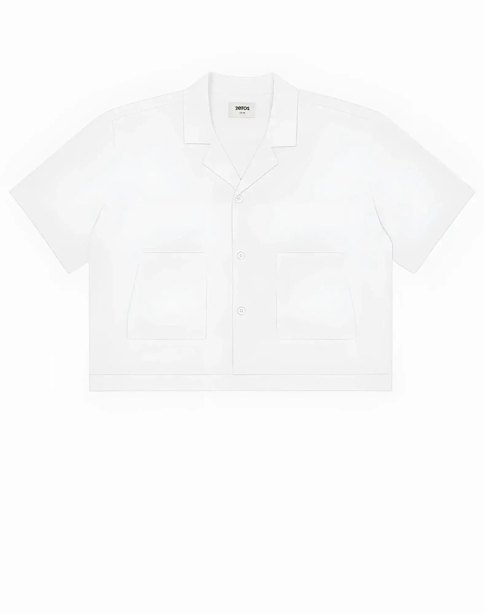 White 2EROS cropped linen shirt with short sleeves classic collar and minimalist button-up design