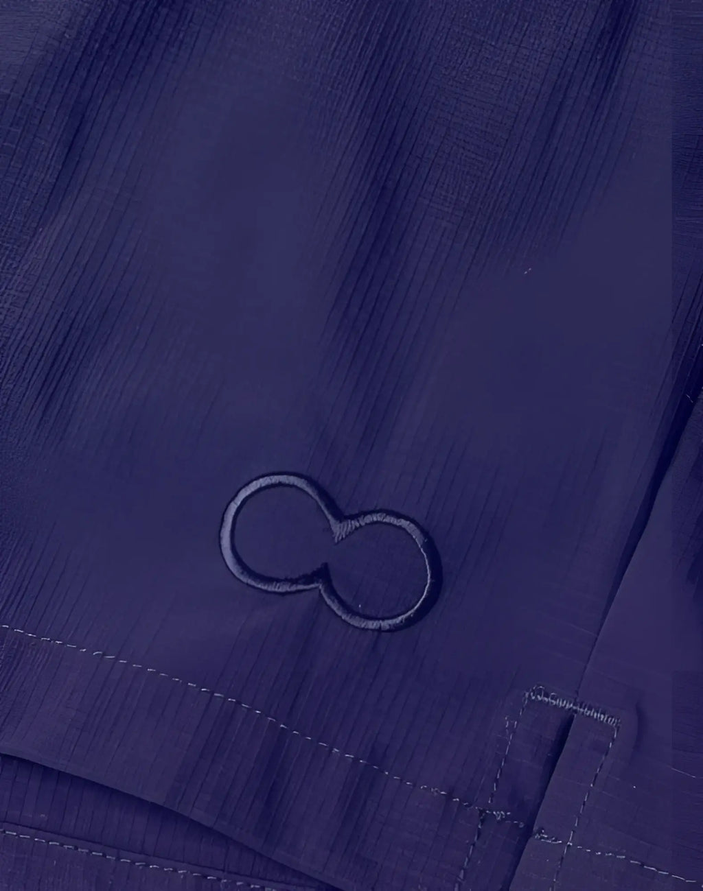 Deep navy blue 2eros hamilton shorts with subtle embroidered infinity symbol logo for casual wear
