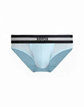 Light blue mesh 2eros helios aktiv brief underwear with black waistband and zeros brand name in white