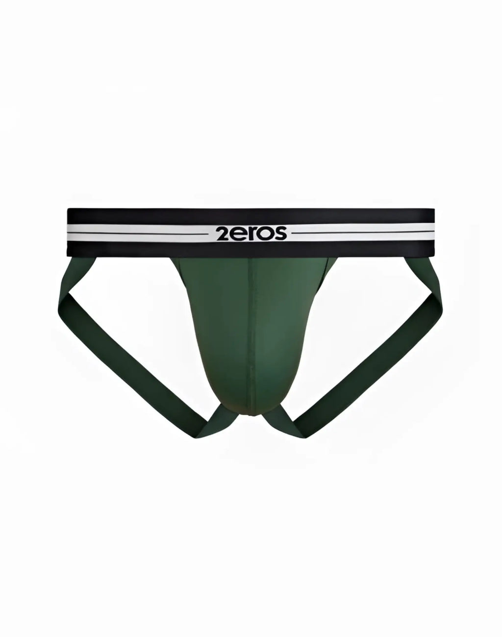 Dark green 2eros helios aktiv jockstrap underwear with black waistband white stripes for athletic use