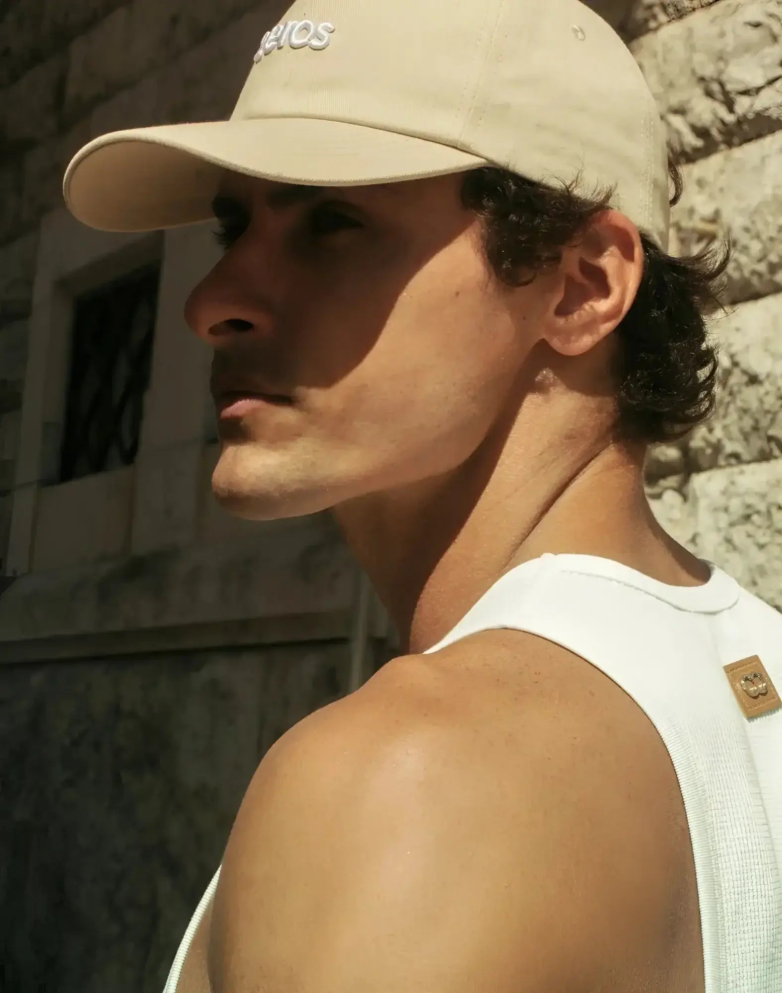 Beige 2EROS Icon Cap with embroidered logo made of soft fabric for casual baseball wear