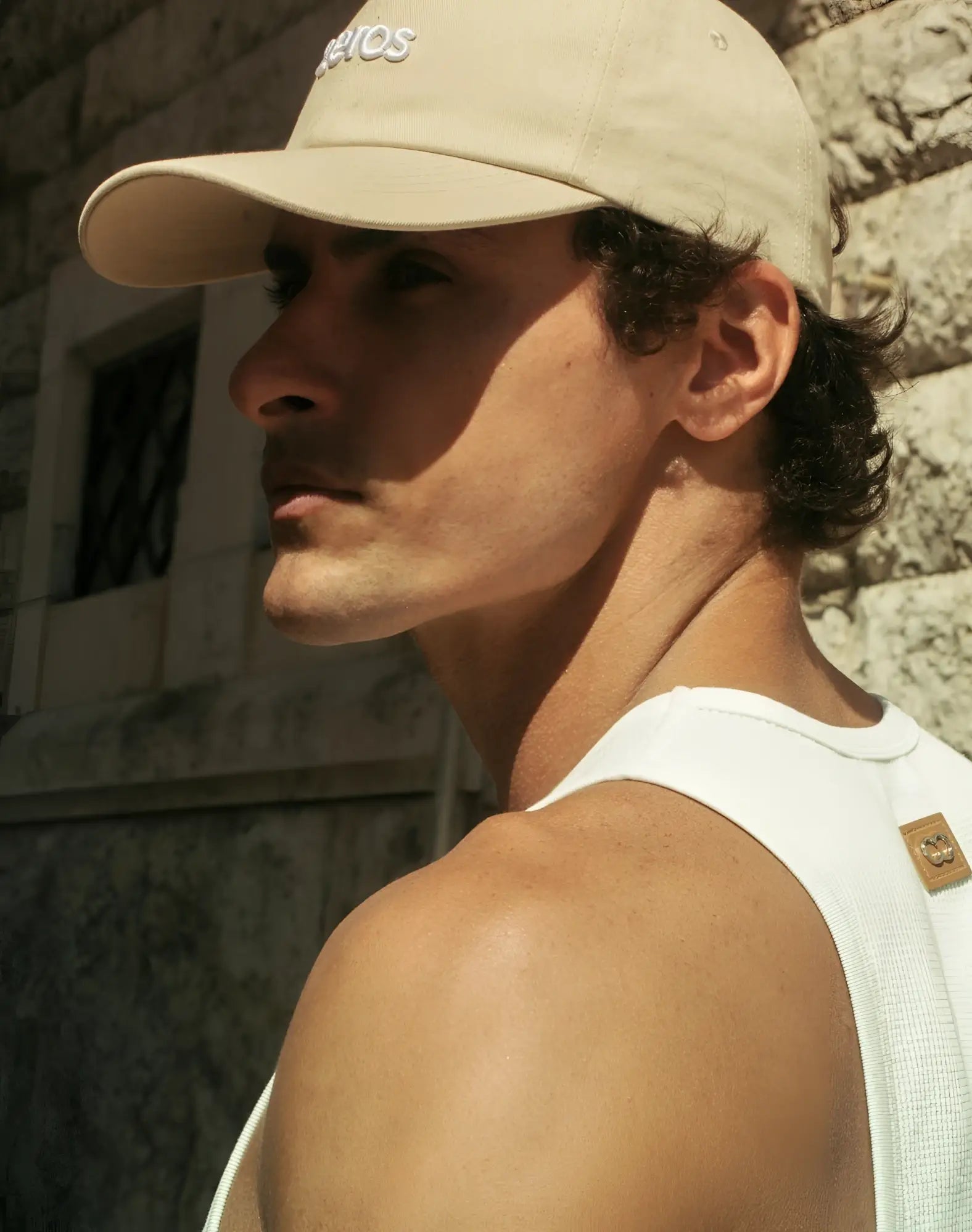 Beige 2EROS Icon Cap with embroidered logo made of soft fabric for casual baseball wear